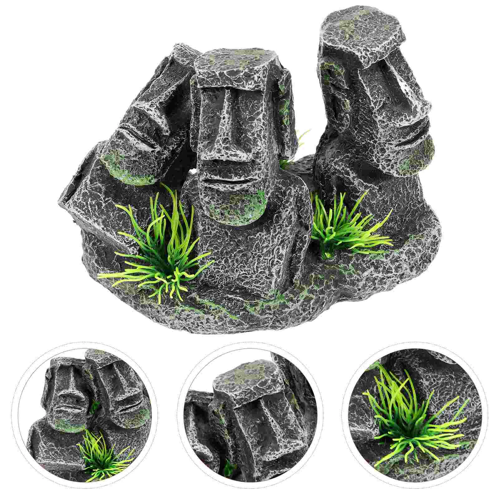 

Fish Tank Ornament Resin Aquarium Moai Decor Fish Tank Ornament Fish Tank Moai Decor
