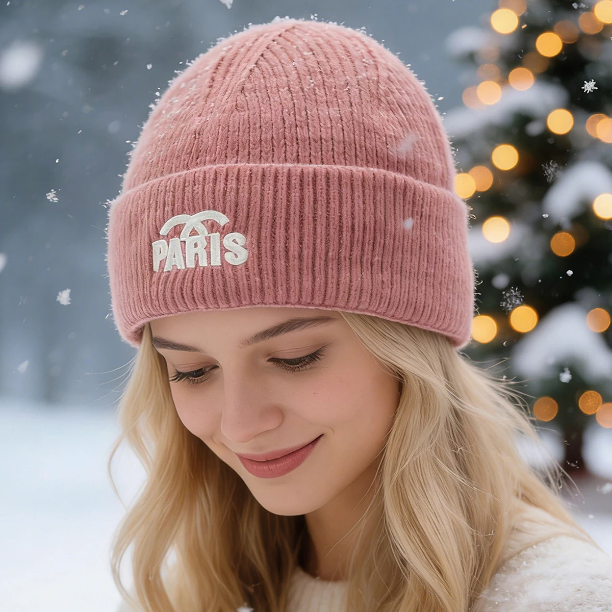 Hat Japanese Style Simple Casual Letter Knit Hat Korean Fashion Trendy Versatile Woolen Hat Women's Autumn and Winter Trendy European and American Warm Hat