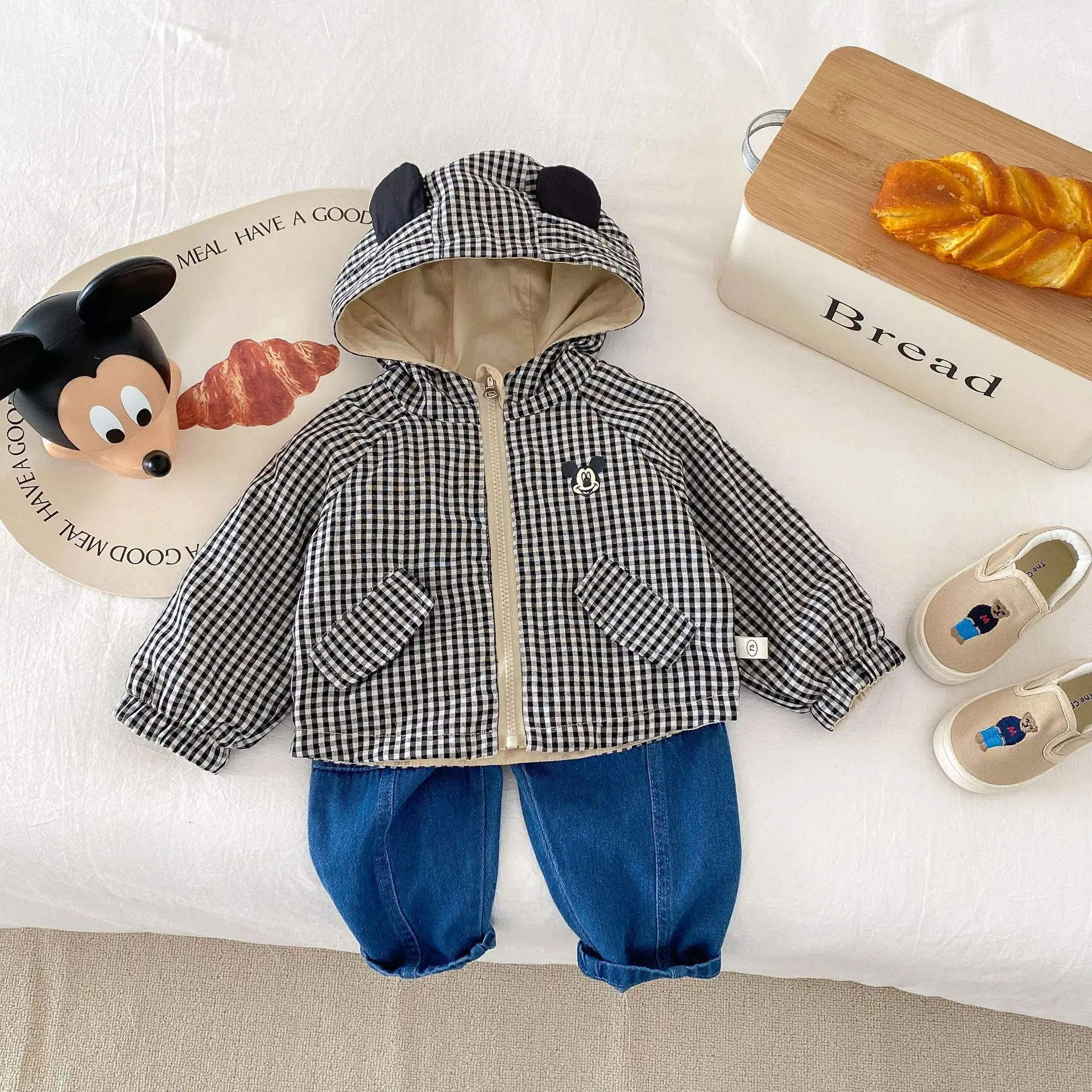 جديد طفل أطفال ميكي ماوس مزدوجة الوجهين معاطف الست...