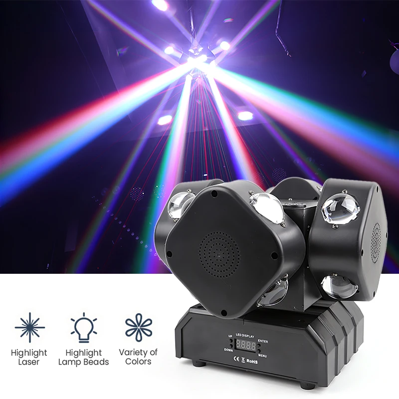 

Four Wind Fire Wheel Rotating Beam Laser Moving Head Light RGBW 16x10W LED Effects Stage Lighting for DJ Disco Club Music Party
