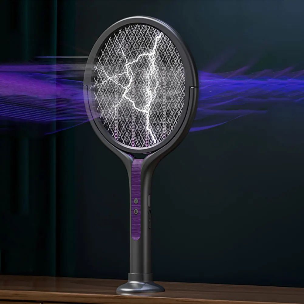 Rotating Head Electric Fly Swatter Rechargeable Mosquito Swatter Fly Killer and Mosquito Trap Lamp for Indoor and Outdoor