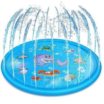 팽창식 스프링클러 쿠션 패드, 애완 동물 놀이 물 스프레이, 물튀김 매트, 야외 정원 분수 장난감, 어린이 강아지용 욕조 수영장, 150cm
