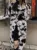 Cow Flower Lamb Fur Coat Women's Clothing Printed Black White Thick Warm Faux Fur Outer Wear Winter Fashion Street Long Coat 1Pc