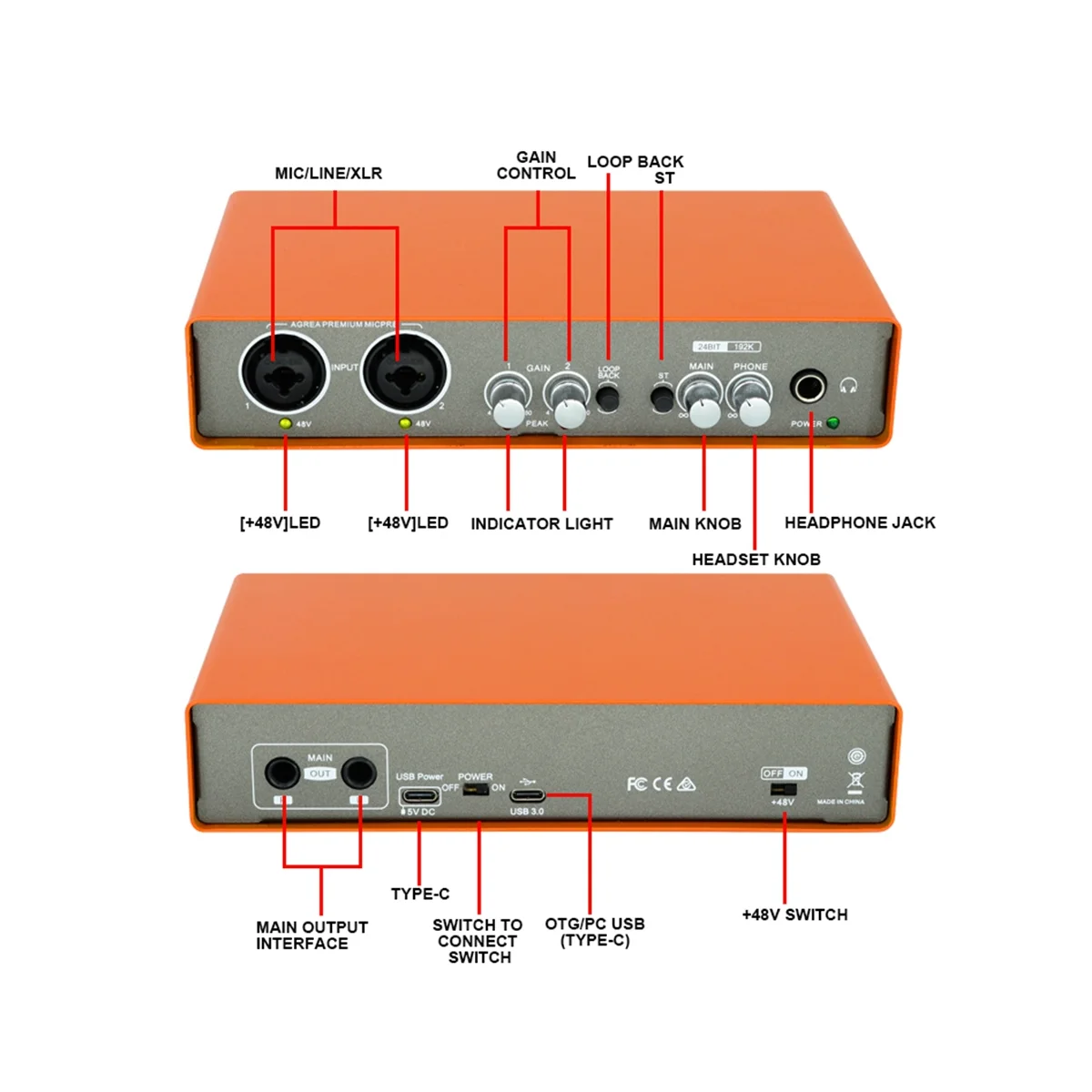 

-02 Audio Interface Sound Card Electric Guitar Live Recording Professional Sound Card for Studio,Singing Sound Mixer