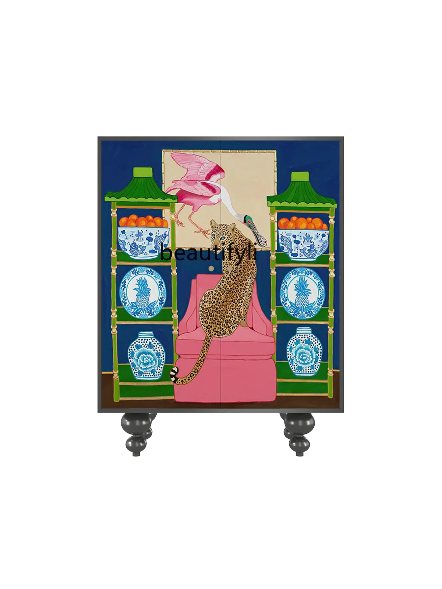 

American Retro Home Entrance Cabinet Household Walnut Shoe Cabinet Living Room Integrated Wall Storage Cabinet furniture