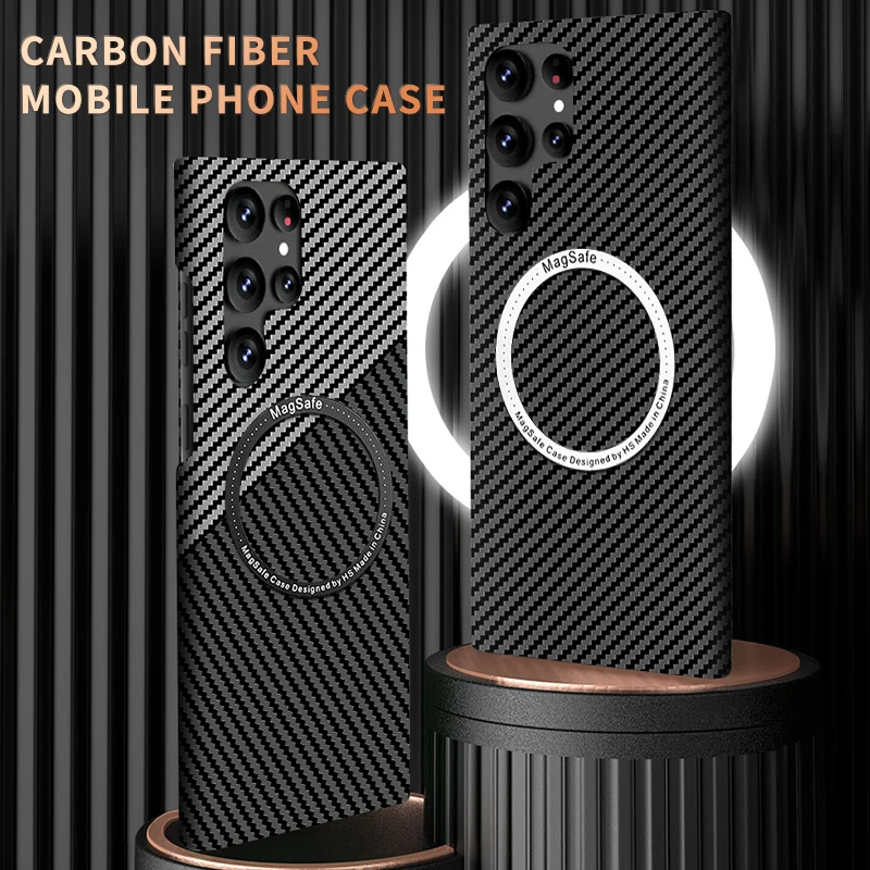 

New Real Aramid Fiber Carbon For Samsung Galaxy S21 S22 Ultra Magnetic Wireless Charging For Galaxy S22 Plus CASE Cover
