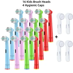 Kids' Sensitive Teeth Electric Toothbrush Replacement Heads - Soft Bristles, Gentle Clean (16 heads and 4caps)