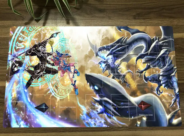YuGiOh Duel Monsters Playmat Blue-eyes Ultimate Dragon Dark Magician TCG CCG Mat Mouse Pad Trading Card Game Mat + Free Bag Color D