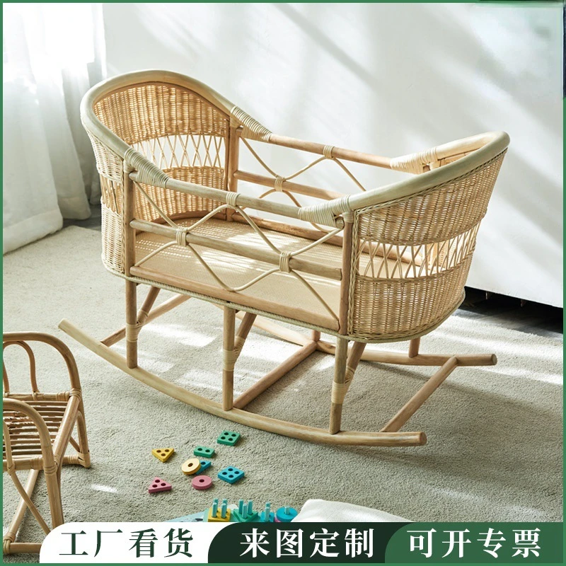 

The product can be customizedSmall unit baby bed with raised newborn baby bb cradle child bed protection Nordic rattan