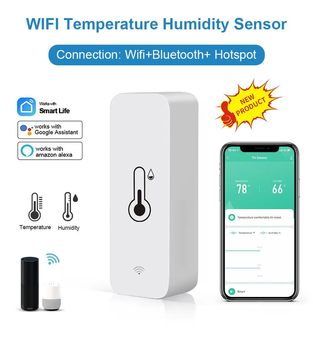 Tuya Smart Home 10PCS Wifi Temperature Sensor Humidity Module Homekit APP  Remote Real-time Monitor Automation Alexa Google CORUI