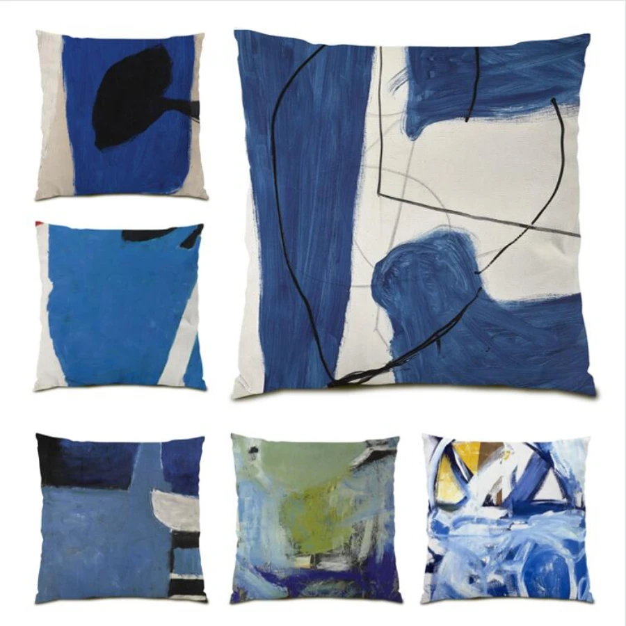 

Home Polyester Linen Cushion Cover 45x45 Throw Pillow Covers Luxury Living Room Decoration Abstract Geometric Poster E0067