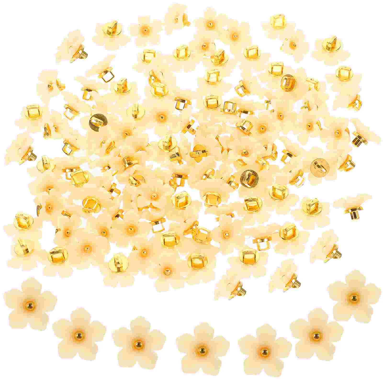 100 Pcs Flower Shape Plastic Buttons Child Retro Clothes Diy Flower Buttonsations Broochative Buttons Flowers Sewing DIY