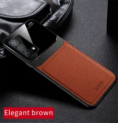 Luxurious Leather Glass Texture TPU Bumper with Plexiglass Back Cover for GT Master Edition (Brown)