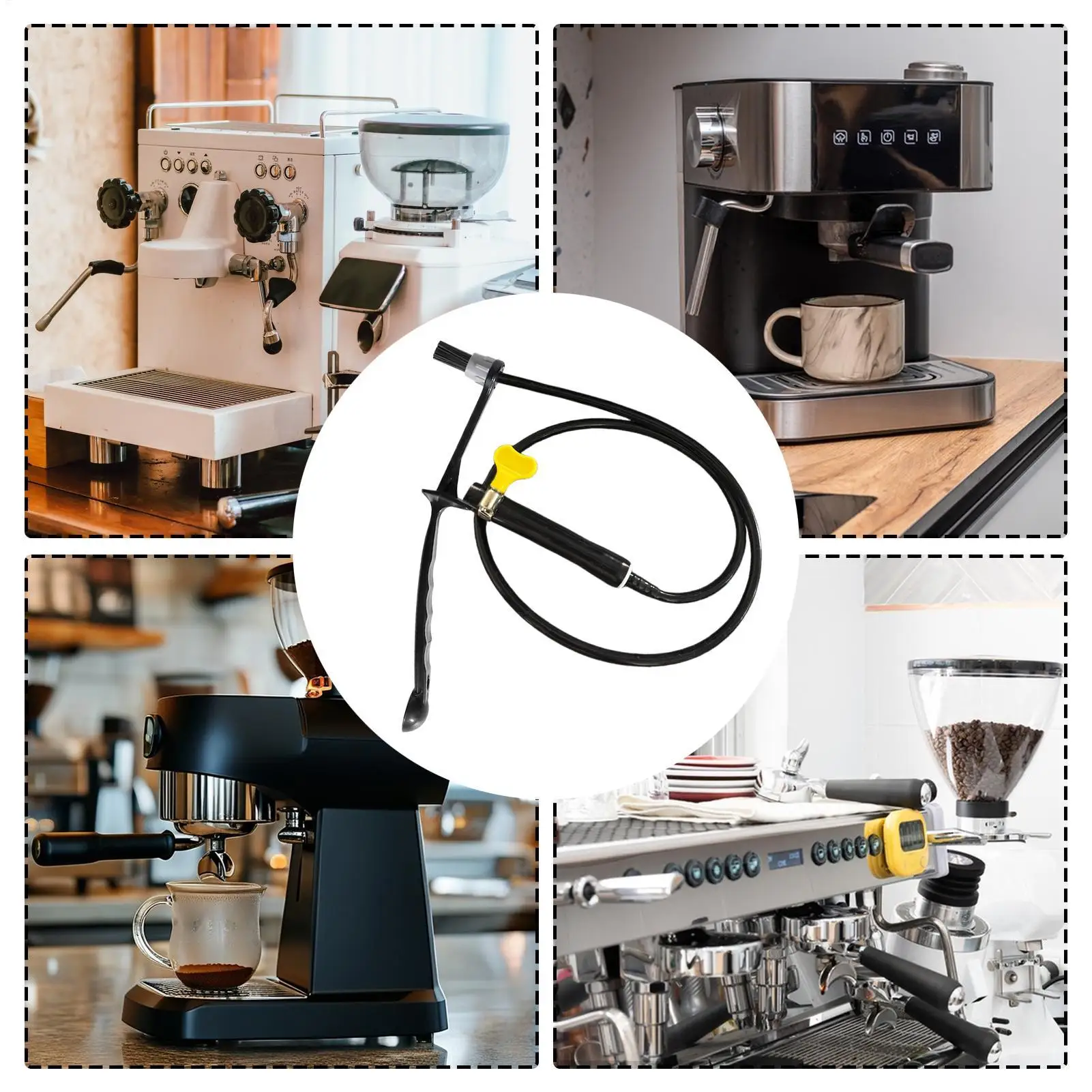 Spazzola per la pulizia a vapore della macchina da caffè con manico lungo, spazzola per la pulizia della testa della macchina da caffè, strumento per la pulizia della stecca a vapore del caffè - immagine 6