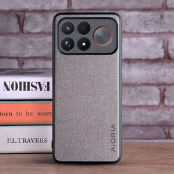 Ultra Leather Fashion Soft TPU Master Hard Textile Phone Case Cover for Poco F9 Ultra (Light Grey)