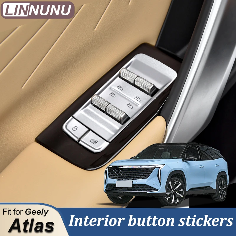 

LINNUNU Fit for Geely Boyue L Car Central Control Navigation Start Button Metal Stickers Auto Accessories Atlas Starray 2022-23
