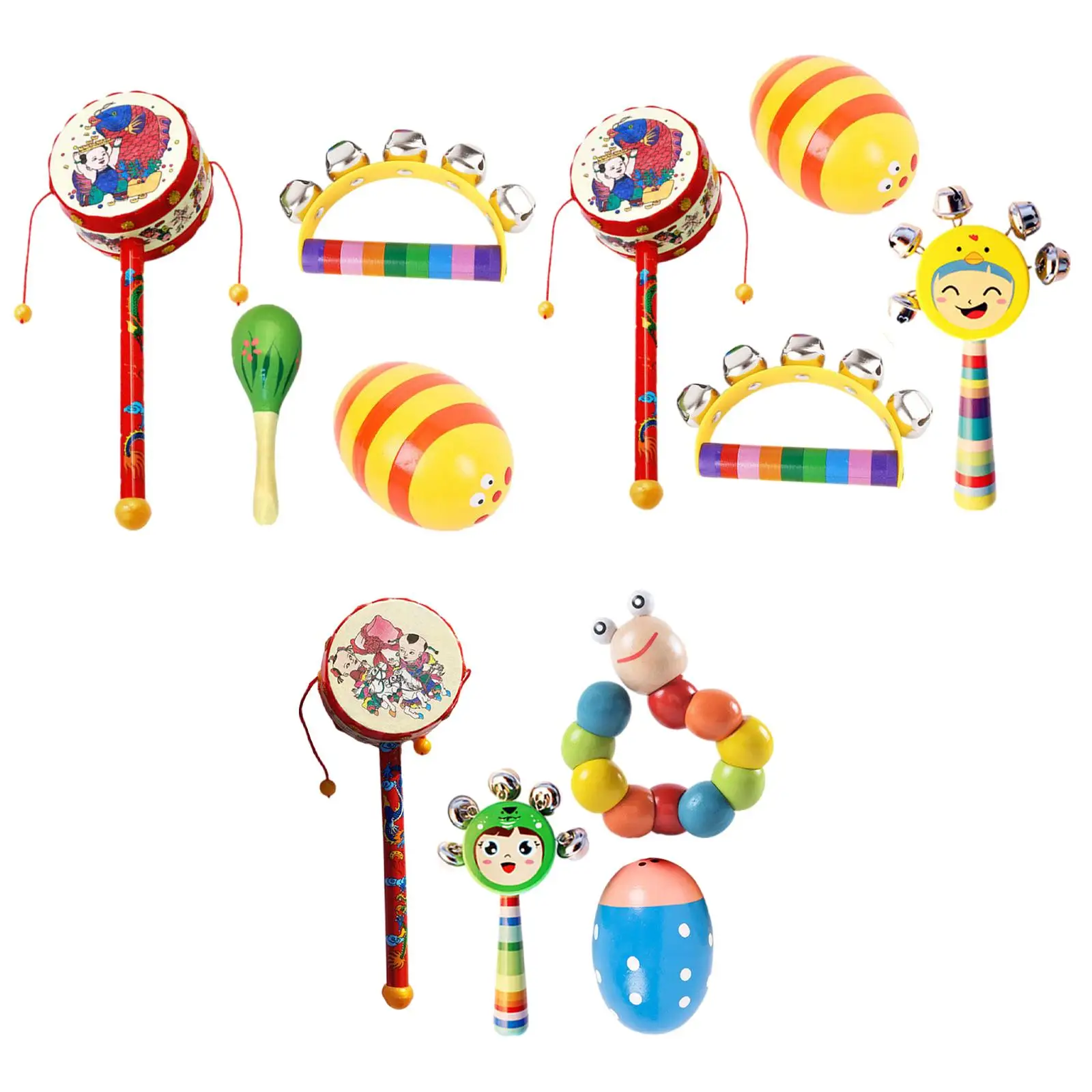 

4 Pieces Wooden Musical Instruments Set Musical Toys Montessori Musical Toys for Boys Girls Children Newborn Baby Holiday
