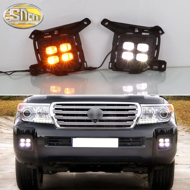 

2PCS LED Daytime Running Light For Toyota Land Cruiser 200 2012-2015 Turn Yellow Signal Relay Car 12V LED DRL Lamp Day Light