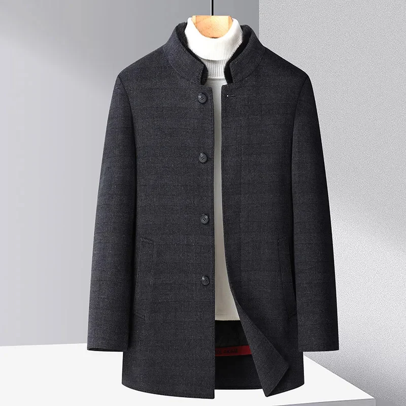 

2024 new arrival Winter fashion casual wool trench coat men,90% white duck down inner liner thicken jackets,Overcoat male