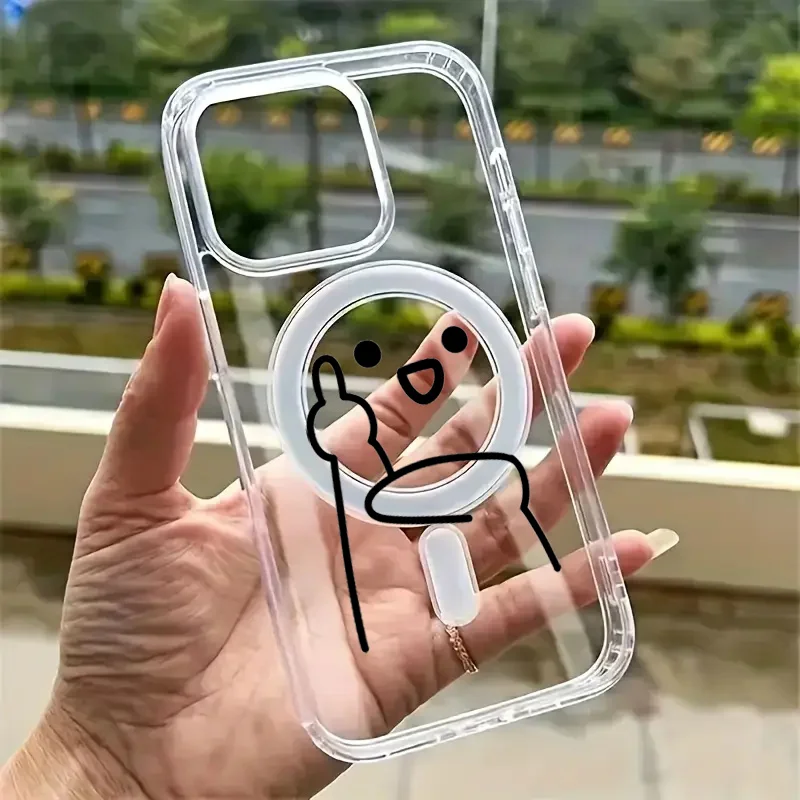 Transparent Magnetic Phone Case with Matchstick Design - Clear and Stylish Protection