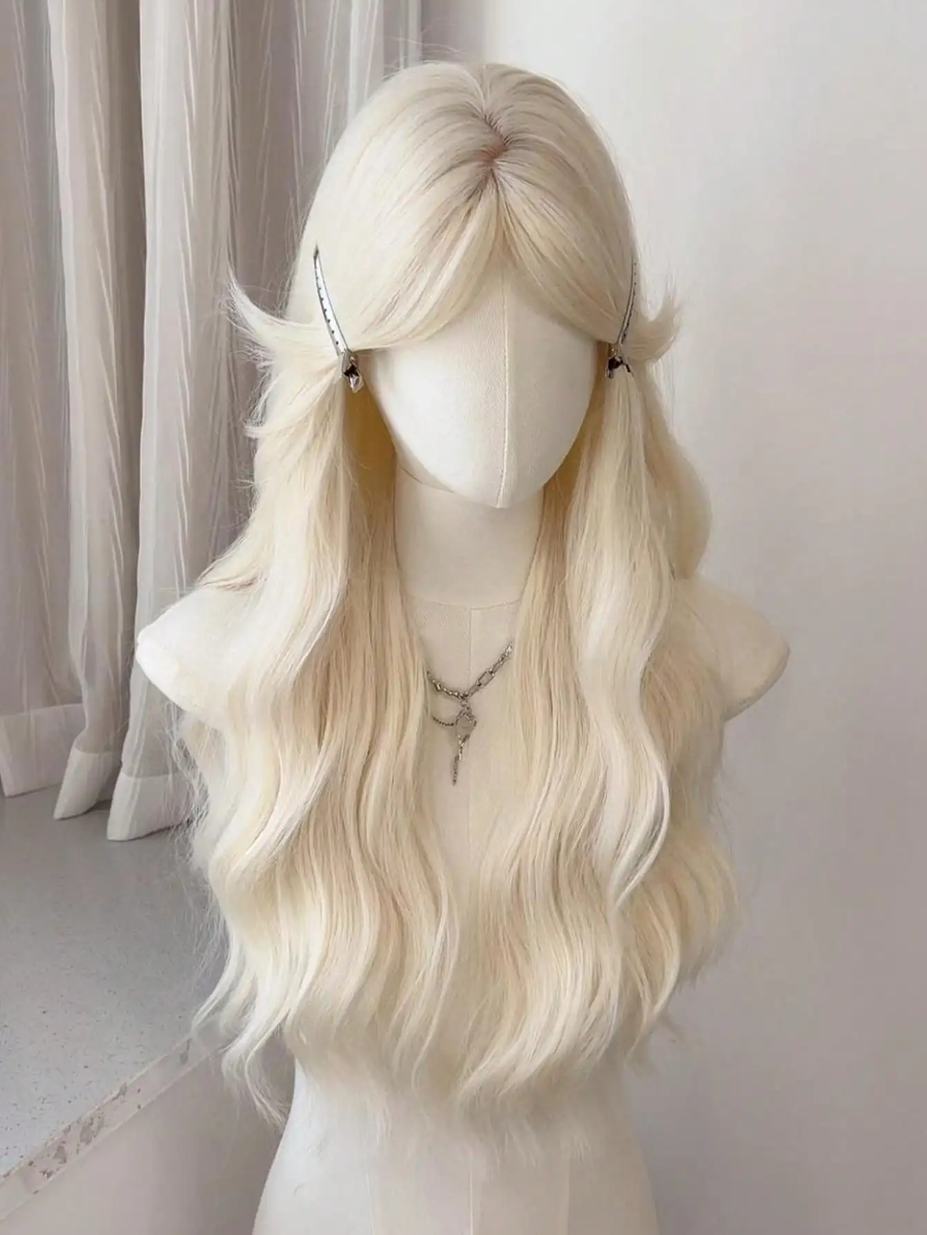 Brown Blonde Synthetic Wig for Women with Long Water Wave Hair