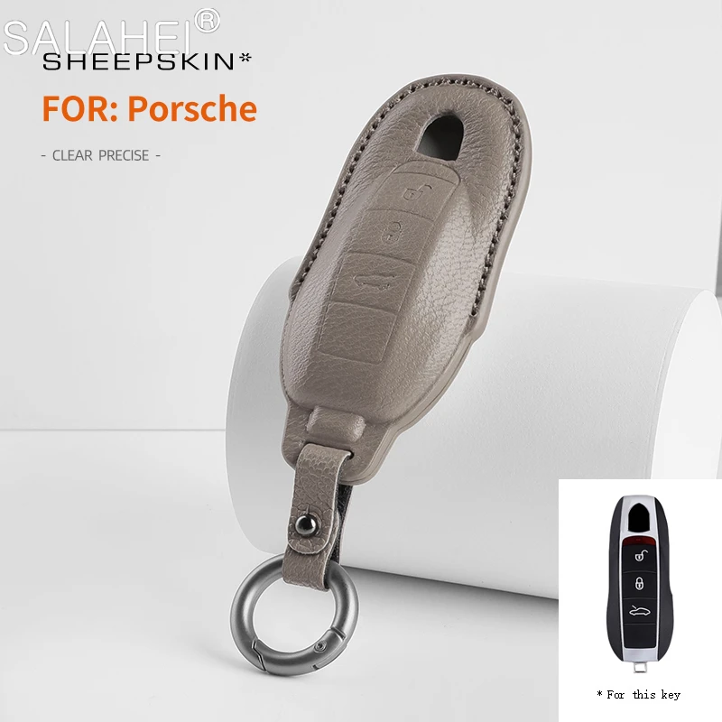 

Goatskin Car Smart Remote Key Case Cover Shell Holder For Porsche Cayenne Macan 718 Taycan Boxster Panamera 911 918 996 997 991