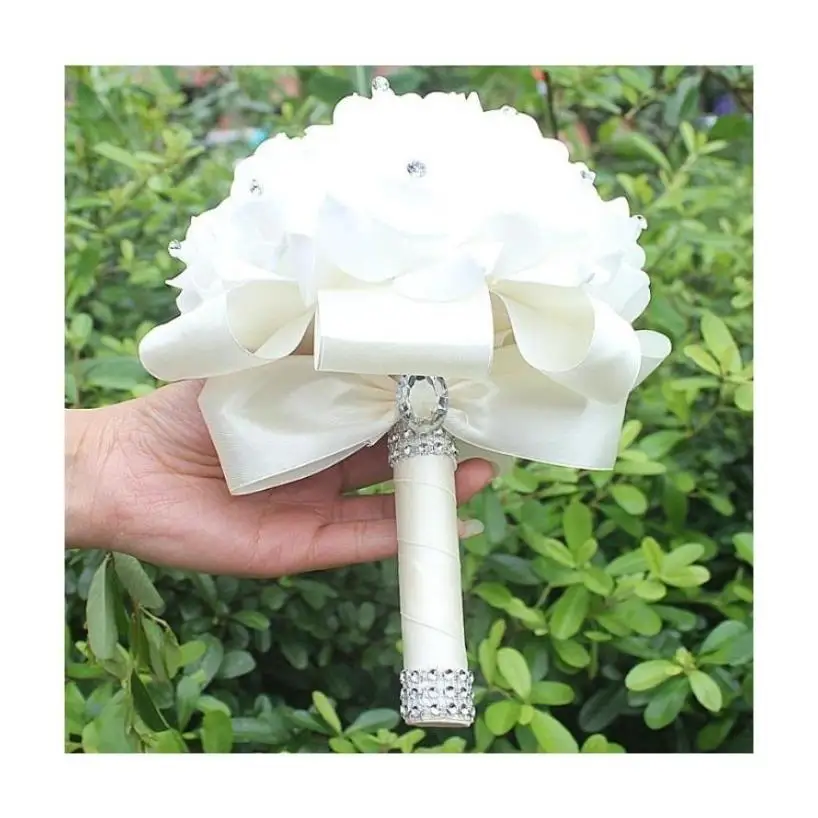 Six Colors European Wedding Handheld Bouquet Silk Flower Artificial Flower Bouquet Bow Forest Outdoor Wedding Flower Bouquet