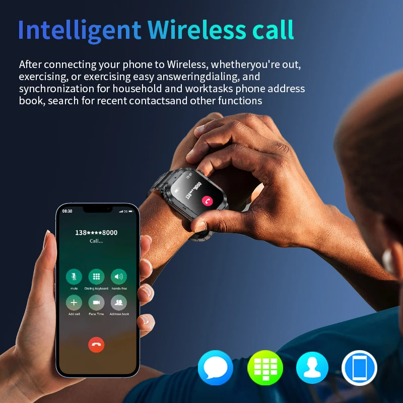 LIGE 2025 Rugged And Durable Military Smart Watch Ip68 Waterproof 2.01 '' HD Display Bluetooth Voice Smart Watch For Android IOS