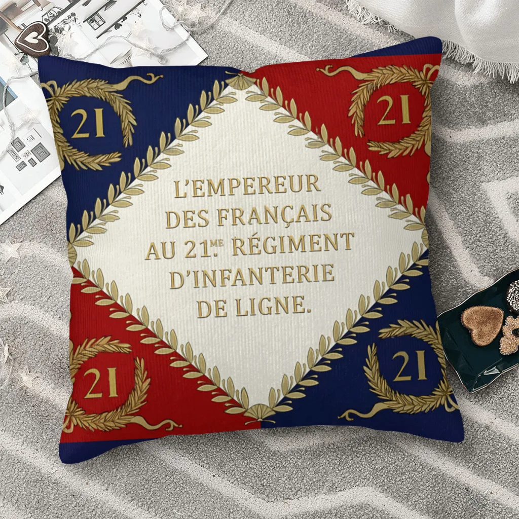

Napoleonic Regimental Flag 21me 1804 Throw Pillow Case French Empire Napoleon Backpack Cojines Covers DIY Printed Sofa Decor