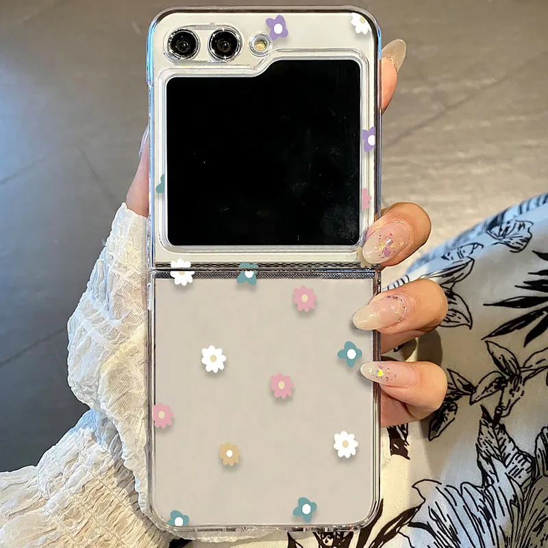 Floral Transparent Hard Cover - Flower Pattern Folding Clear Case