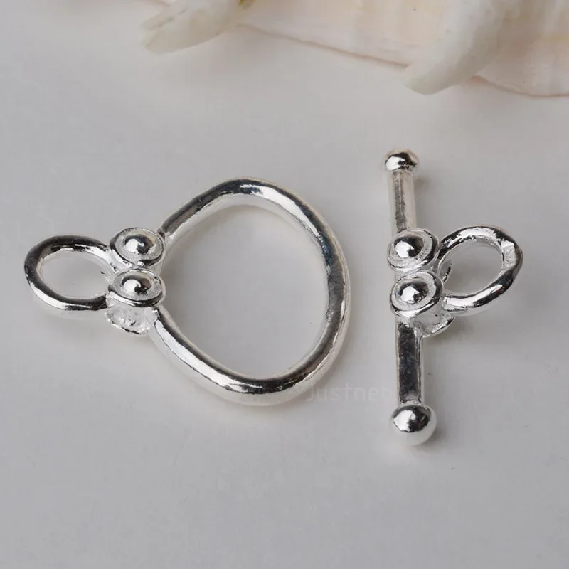 Solid 925 Sterling Silver oval Toggle Clasp - AliExpress 36