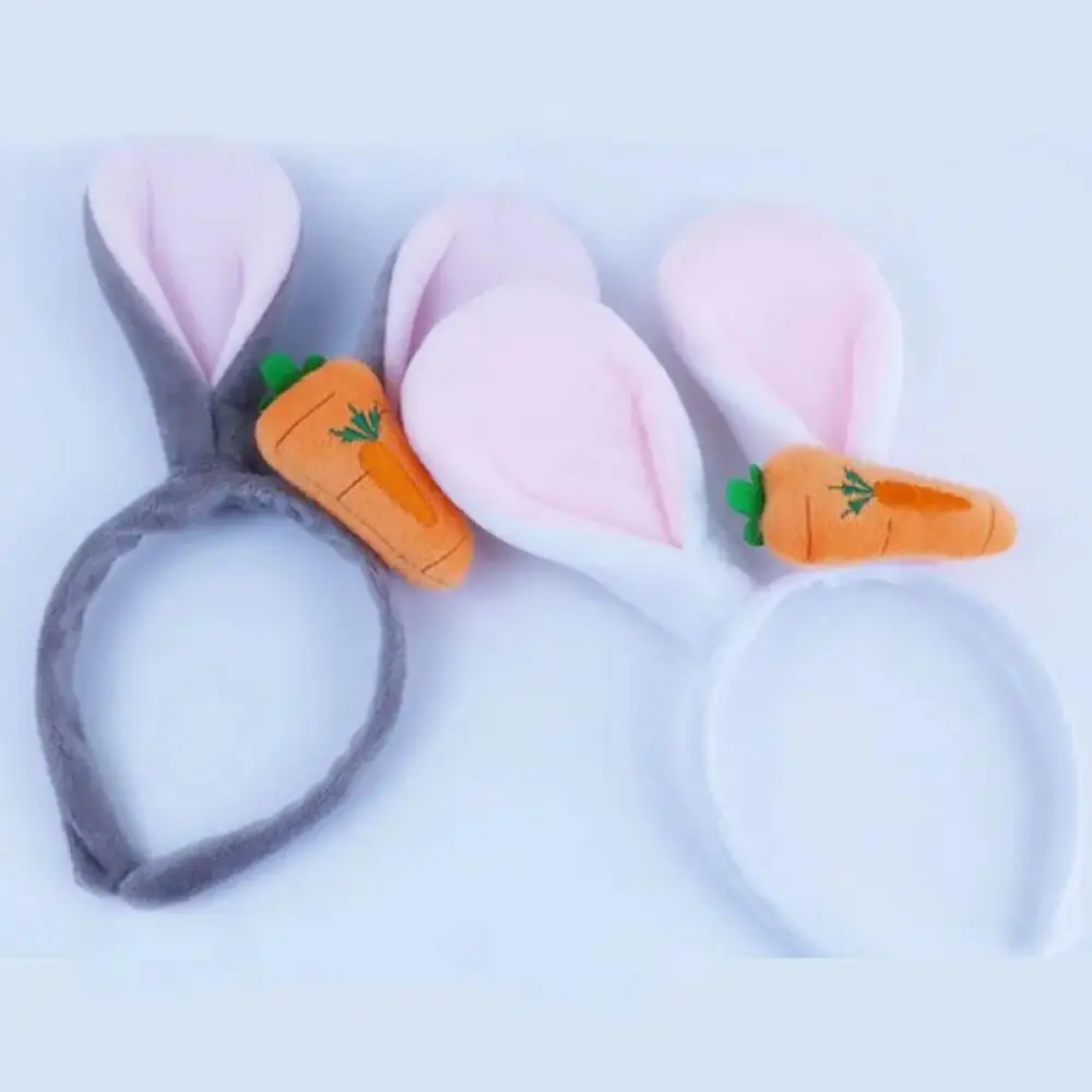 Bunny Girl Stirnband Cosplay Hasenohren Graue Plüsch-Ohrringe Kopfschmuck Biegbare Ohrringe Haarbänder Weihnachtsgeschenk Verkleidung – Detail 2
