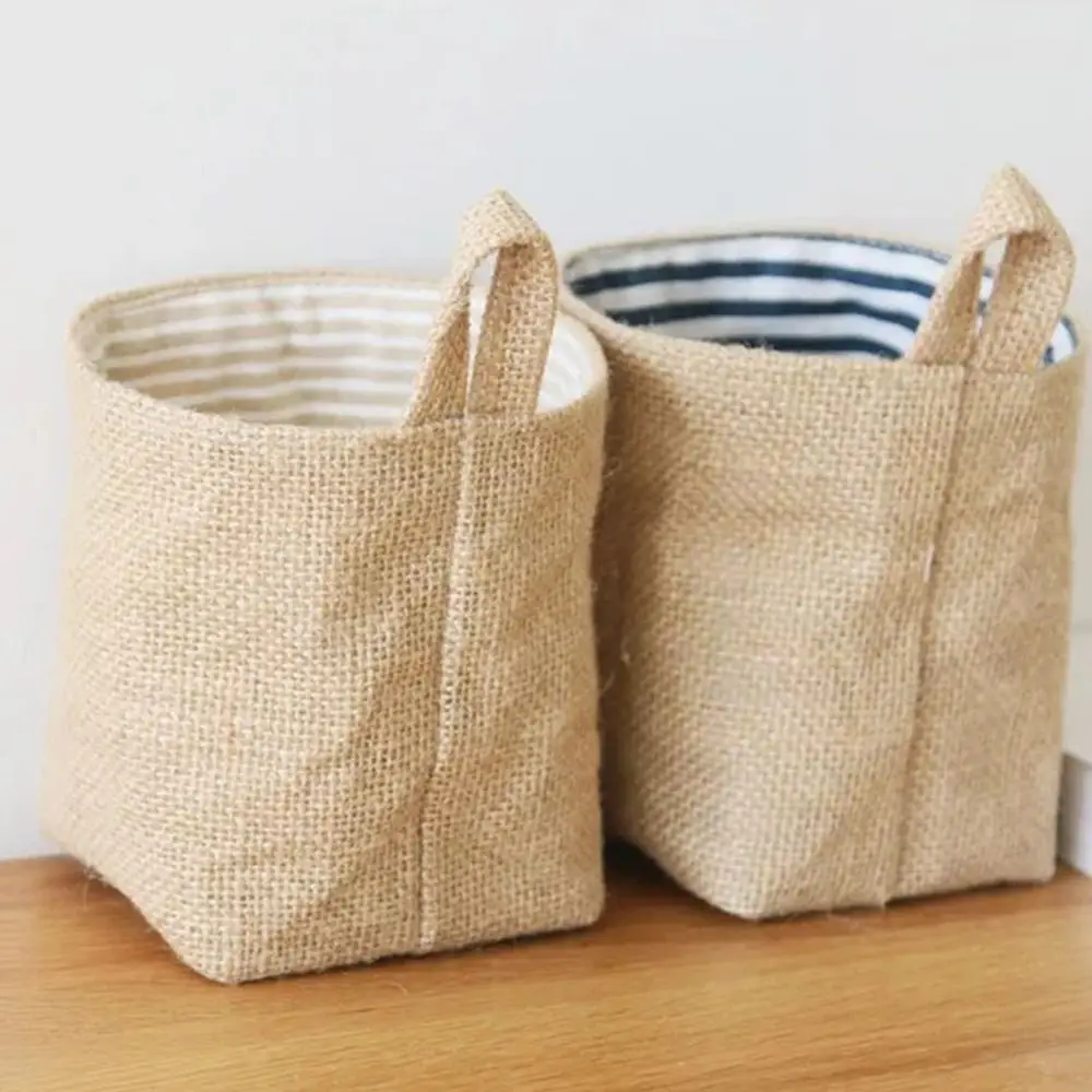 

Складная дизайнерская Льняная сумка для хранения 2 шт., многоразовая красочная Ведерко для хранения игрушек, Портативный прочный подвесной карманный органайзер, косметика