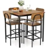 5-Piece Dining Table Set W/Counter Height Table & 4 Bar Stools, Industrial Kitchen Dining Table Set WITH/Footrest and Backrest 1