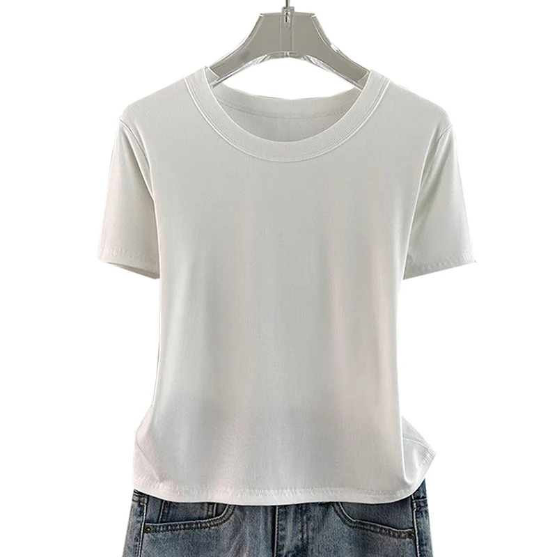 

Женская футболка с коротким рукавом, белая Повседневная футболка из модала в классическом стиле, лето 2024