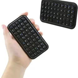 Compact Wireless Bluetooth Keyboard: Rechargeable Mini Slim Travel Keypad with 49 Keys - Spanish (Black)