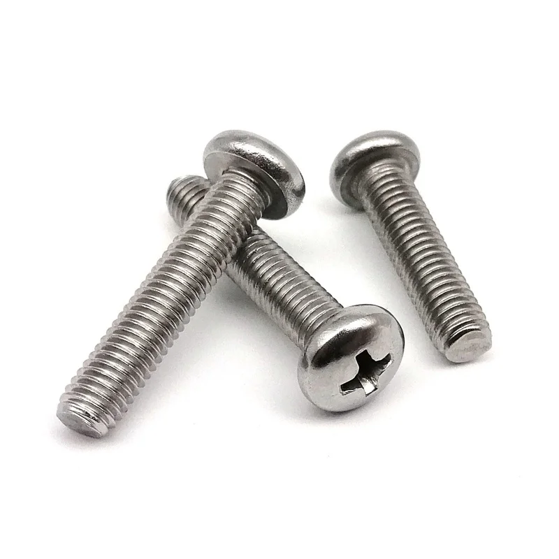 5/10/50pc M1 M1.2 M1.4 M1.6 M2 M2.5 M3 M3.5 M4 M5 M6 M8 GB818 A2-70 304 Stainless steel Cross Round Phillips Pan Head Screw Bolt