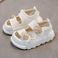 Korean Style Summer Sandals For Girls Luxury Pearl Flower Children’s Beach Shoes Ergonomics Soft-soled Kid’s Girl’s Sandals