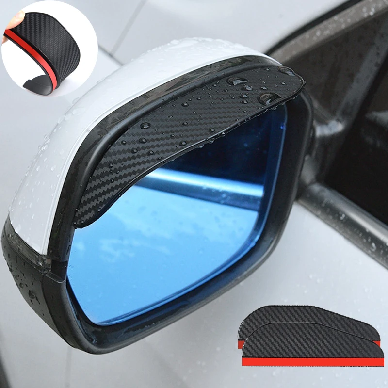 

2pcs car rear view mirror rain eyebrow carbon fiber side visor for kia sportage 2005 2006 2007 2008 2009 2010 nissan march