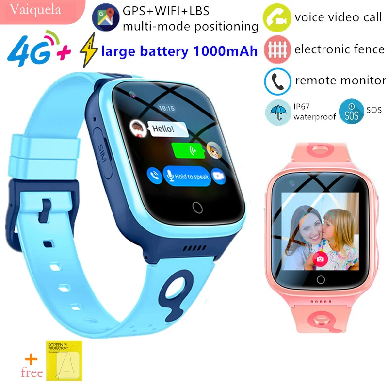 Reloj inteligente para niños, 4G, con rastreador GPS, cámara de llamadas,  alarma SOS, pantalla táctil, video, chat, IP67, impermeable, para niños de  3