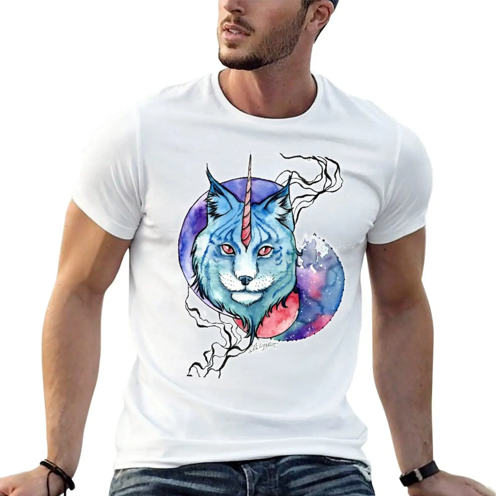 

Новая футболка Lynx, быстросохнущая футболка, кавайная одежда, простая футболка, мужская одежда