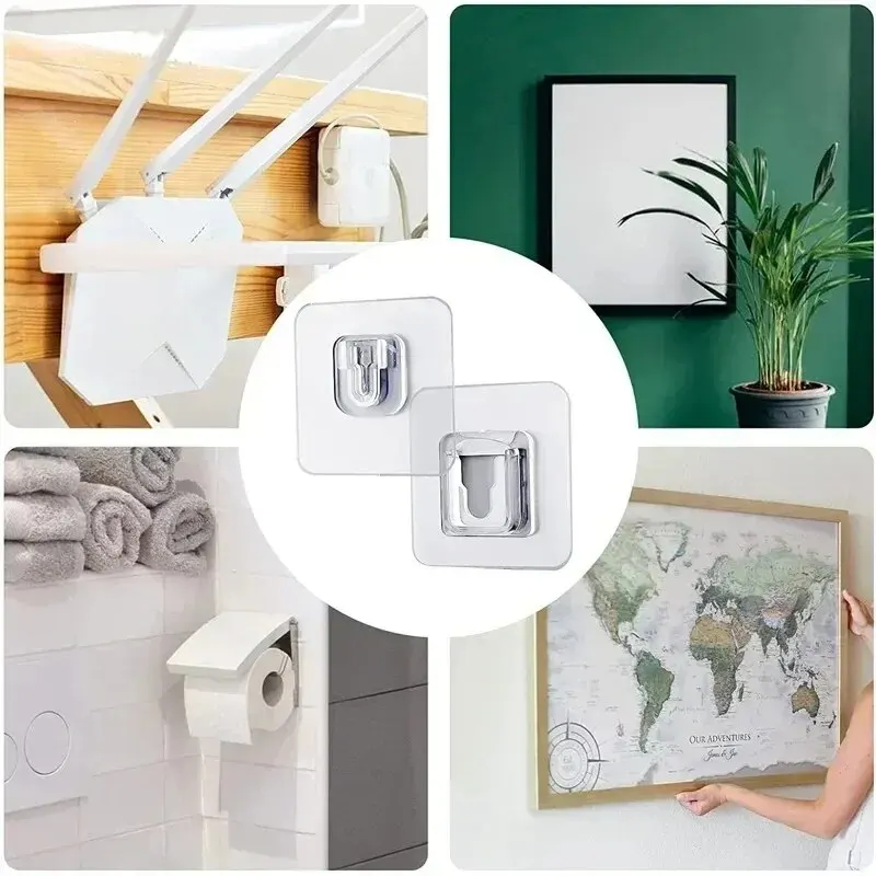 Multi-Purpose Transparent Wall Hooks Double-sided Adhesive Waterproof Clothes Hats Towel Kitchen Bath Door