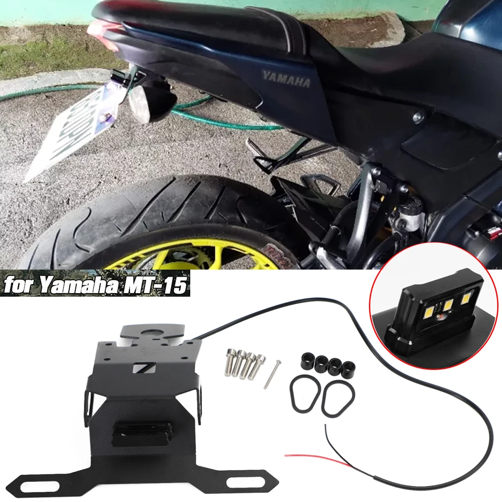 

Motorcycle License Plate Holder Tail Tidy Fender Eliminator LED Light For Yamaha MT15 MT-15 19 2020 2021 2022 MT 15 Accessories