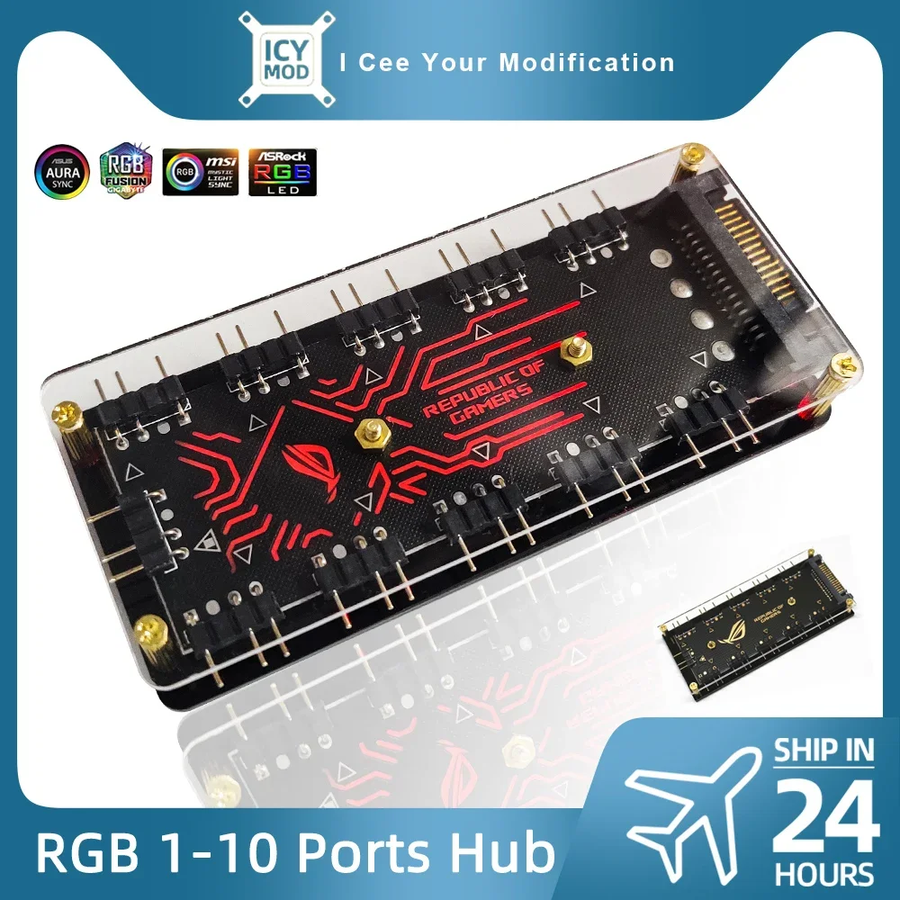 Rog-rgb Hub Splitter 110 Portas 16 Splitter 5v3 Controlador Fonte de Alimentação Sata Iluminação Asus Conversor 12v4 Aura Sync pc Cooler Mod Personalizado