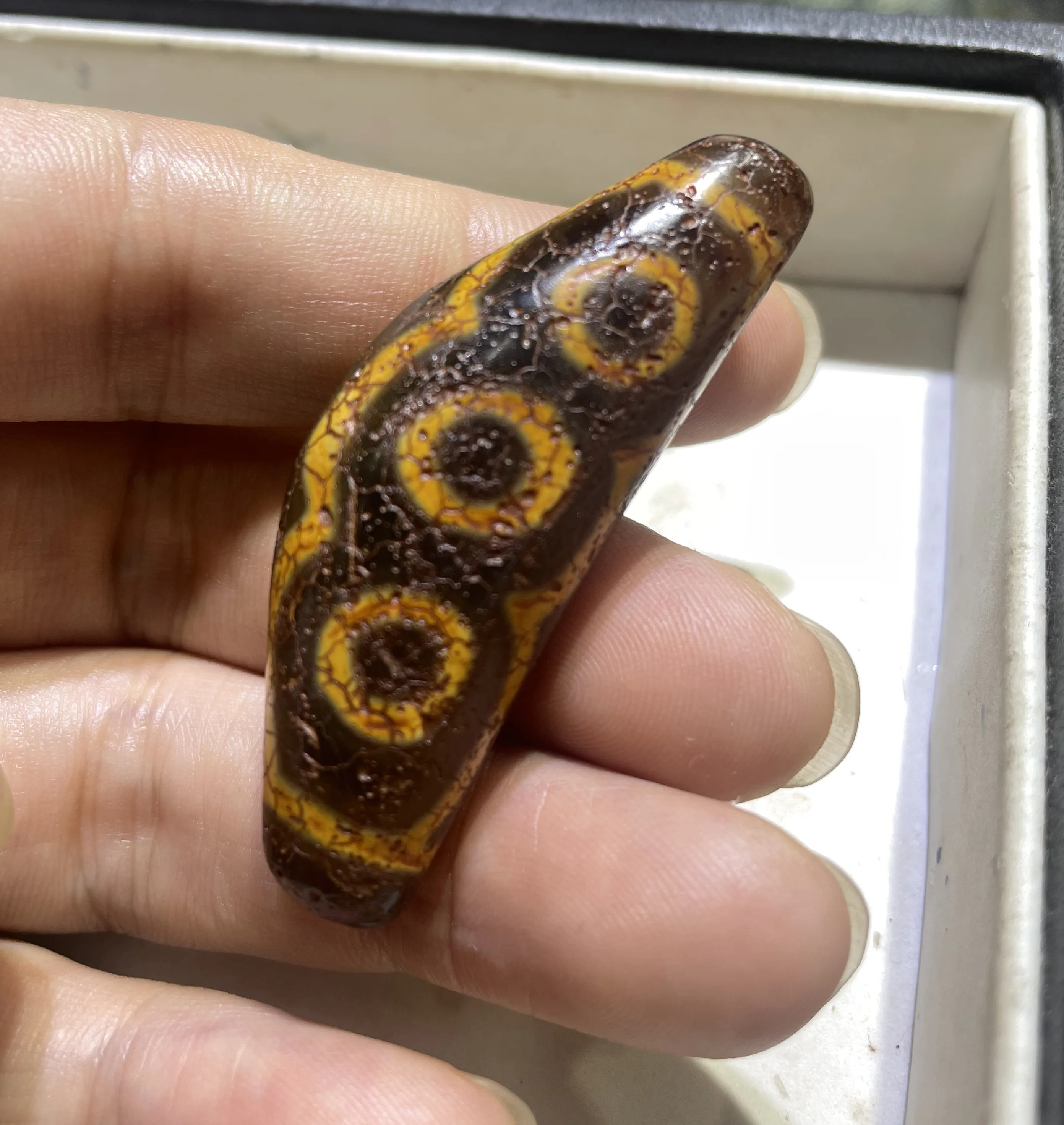 

No.240507N14 Ultra Energy Tibetan Old Agate Ivory Color 6 Eyed Ox Horn SH dZi Bead Pendant Amulet Jewelry Gemstone Good Saurces