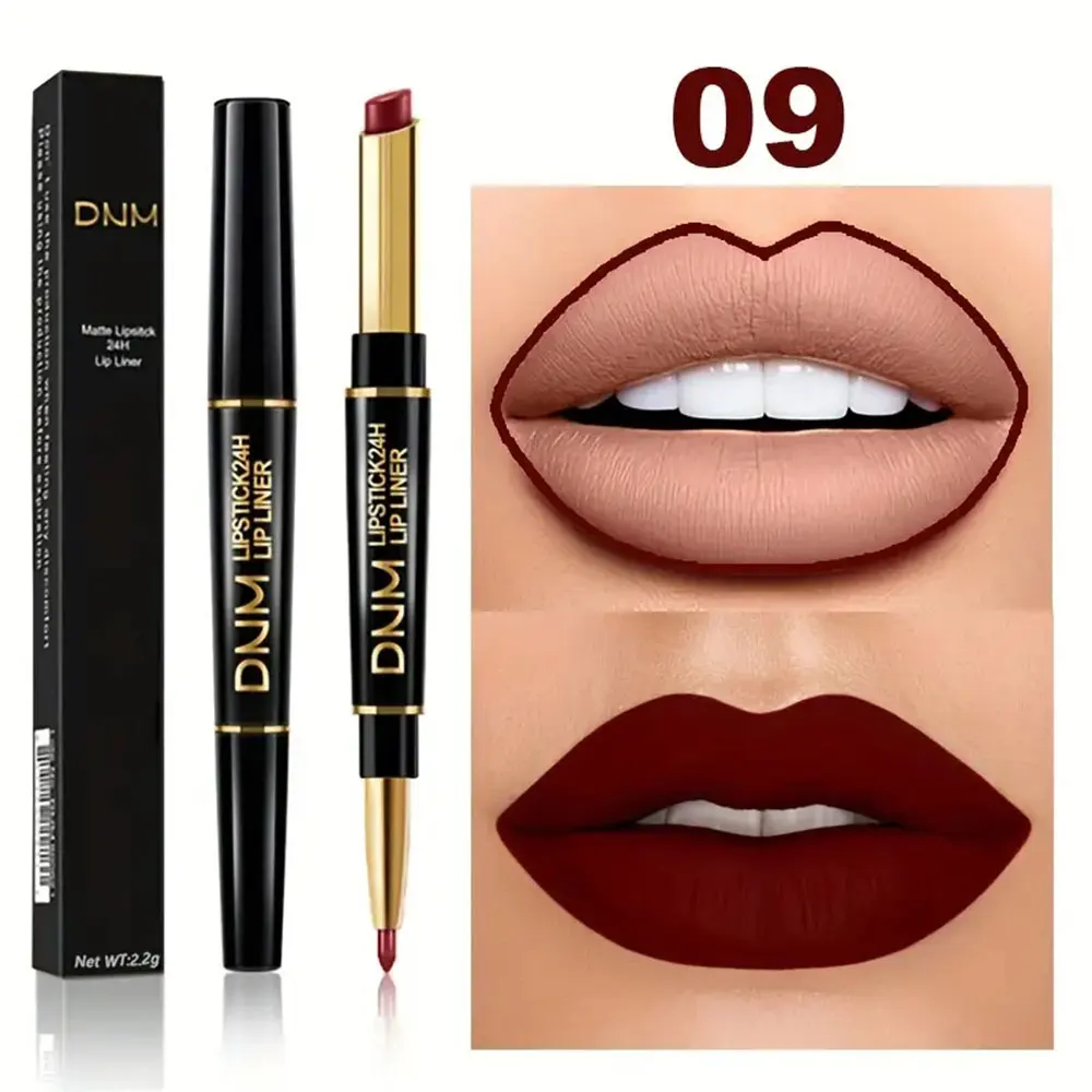 Dual-End Non-Stick Long-Lasting Lipstick & Lip Liner - High Pigment & Waterproof Valentine's Day Gift