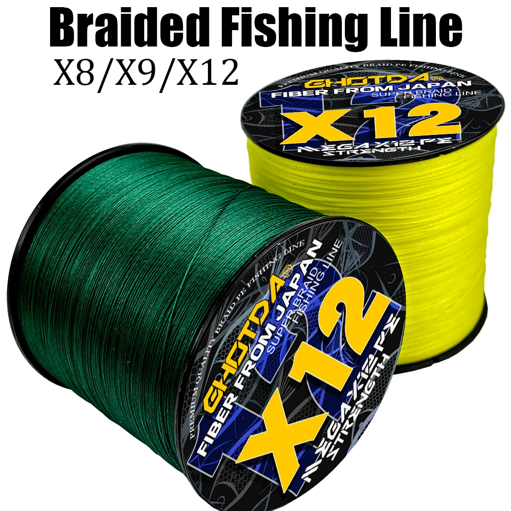 18LB120LBBraidedFishingLineX12X9X8SuperSmoothMultifilamentPE