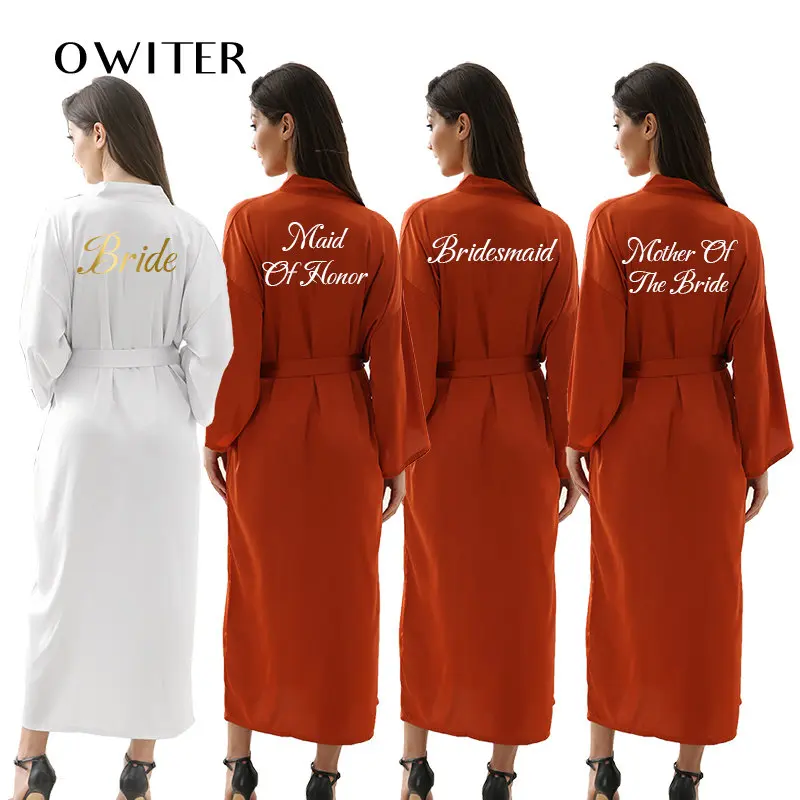 

Атласные шифоновые бриджи, халат невесты, женский свадебный длинный халат, халат, оранжевый белый халат, Атласный халат, новинка