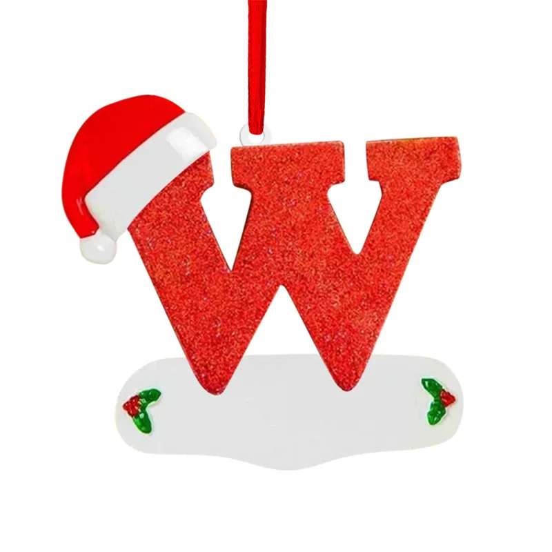 2024 Feliz Navidad 26 letras acrílico plano mixto personalizado sombrero rojo árbol de Navidad percha colgante ventana regalo de vacaciones de Año Nuevo