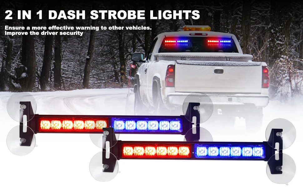 Nilight 14.5" Amber COB LED Strobe Light Bar – Magnetic Base, 21 Flash Patterns, For Trucks, Plows, Emergency